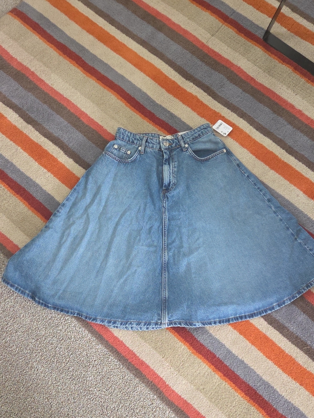 We The Free Denim A-Line Midi Skirt in Light Blue